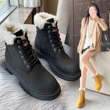 Winter Casual Warm Wool Women Ankle Boots Genuine Leather Platforms Shoes Woman Fashion Motorcycle Boots Size