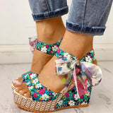 Sandals Dot Bowknot Design Platform Wedge Female Casual High Increas Shoes Ladies Fashion Ankle Strap Open Toe