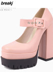 Size 36-43 Women Pumps Buckle Strap Super High Heels Shoes For Women 2023 Summer Chunky Heel Fashion Platform