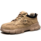 Safety Work Shoes Steel Toe Kevlar Puncture-Proof Anti-Smashing Men Ankle Boots Protective Sneakers Casual Leather