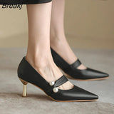 High Heels Women's Pointed Toe New Spring Autumn Wedding Shoes Temperament Pearl Single Shoes Luxury Designer