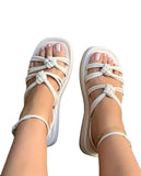 Platform Sandals for Women Casual Rubber Sole Non-slip Women Shoes Comfortable Peep Toe Rivet Beach