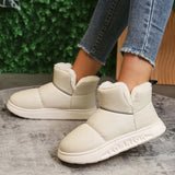 Leather Waterproof Snow Boots for Women 2023 Winter Non Slip Thick Plush Ankle Boots Woman Soft Sole Warm Cotton Padded