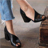 New High-Heeled Shoes women Summer wedge women's breathable fish mouth shoes side empty single shoes solid color