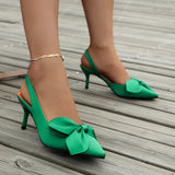 Womens New Luxury Brand High Heels Sexy Pointed Toe Slip on Bow Casual Shoes Sweet Office High Heels Dress Womens