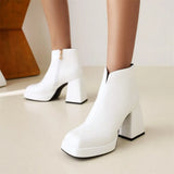 Size 34-43 Female Zipper Solid High Heel Platform women's Boots Office Lady Trendy Autumn Winter Design Shoes