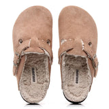 2023 New Buckle Cork Slipper Casual Women Solid Color Plush Inside Outside Non-slip Closed Toe