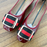 Womens Foldable Soft Square Toe Ballet Flats Square Buckle Comfortable Slip on Flat Ballerinas Shoes Woman PU Leather