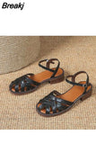 Gladiator Sandals Women Buckle Strap Rome Summer Casual Lady Flat