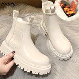 Autumn Winter Chelsea Boots Women Platform Ankle Boots For Women Fur Short Chunky Punk Gothic Shoes ankle boots botas