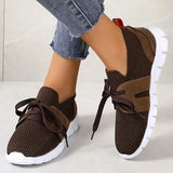 Brown Knit Breathable Sneakers Shoes Women 2024 New Soft Sole Platform Flats Woman Plus Size 43 Non Slip Casual