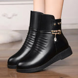 Women Boots 2023 Winter Thick Wool Lined Genuine Leather Women Snow Boots Large Size Women Winter