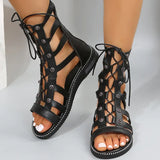 Fashion Cross Strap Summer Boots Women 2022 Open Toe Hollow Out Gladiator Shoes Woman Back Zipper Cool Boots