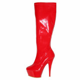 Pop Candy Color Mid-Calf Boots Side Zipper Waterproof Platform Stiletto Pumps Spring And Autumn Pole Dance Shoes