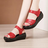 Heel Sandals Women's Muffin Thick Soles Summer 2023 New Velcro Full-Size Open-Toed Sandals With Soft