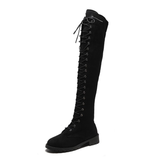 Women's Long Boots Large Women Shoes Thick Heel Lace Up High Heel Round Head Casual Knight Boots Thigh High