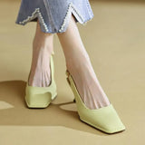 Sqaure Toe Slingback Shoes for Women 2022 Elegant Pu Leather Orange Pumps Woman Back Strap High Heels Sandals