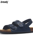 2023 New Summer Beach Cork Sandals Casual Women Outside Non-slip Black White Double Buckle Sandalias