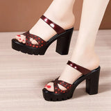 Size 32-43 Block Size Platform Slippers Women Shoes 2022 Summer High Heels Slides Ladies Star Bling Slippers Wedding