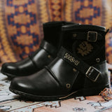 Knight Boots Men's Autumn Large Size Ankle Boots Round Head Metal Buckle Hiking Desert Western Boots Botas