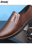 Fashion Formal Men Shoes Punch Lace Breathable Hollow Business Dress Shoes Genuine Leather Casual Sandals