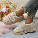 Keep Warm Lamb Wool Ankle Boots Women Non Slip Platform Cotton Padded Shoes Woman Flat Heel Plush Winter Boots