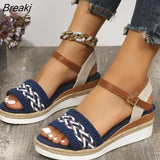 Platform Solid Women Casual Wedges Sandals Open Toe Buckle Women Summer Beach Sandals with Bow Sandalias Mujer Verano