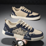 Men's Trend Vulcanized Shoes Flat Casual Shoes Fashion Spring Autumn Canvas Shoes Students Lace Up Walking Sneakers for