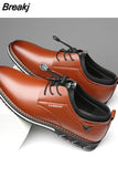 Leather Shoes Men's Lace-up Business Formal Wear Oxford Cloth Solid Color Wedding Office Men's Flat Shoes