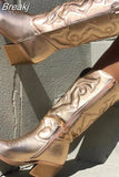 Hot Fashion 2023 Winter Comfy Cowgirl Western Boots Retro Vintage Women Knee High Boots Embroidery Dress Ladies
