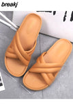 New Summer Women PVC Slippers Casual Beach Outside Cross Non-slip Slide