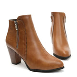 Boots Women's Fashion Coarse Heel Short Boots 43 Large Women's Shoe Size Side Zipper High Heel Boots Women Platform