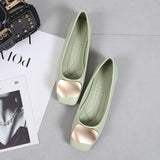 Flats Shoes Women Flat Ballet Square Toe Shallow Brand Shoe Slip On Loafers Metal Buckle Ballerina Zapatos De
