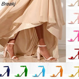 Women Sandals Open Toe Sexy Ankle Straps High Heels Summer Suede Thick Heel Pumps Dress Wedding