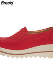 New Autumn Women Roud Toe Sneakers Faux Suede Platform Loafers Slip On Casual Moccasins Ladies Walking Shoes Driving