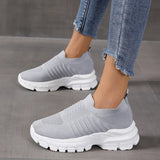 Fashion Sneakers for Women 2023 New Knitting Mesh Women's Vulcanize Shoes Thick Bottom Slip On Walking Shoes Plus Size