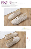 with Lace Cotton and Linen Net Upper Single Shoes, Shallow Soft Sole Hand-sewn Casual Women's Shoes,3