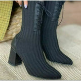 High Heels Ankle Women Sock Boots Chunky Walking Boots Winter 2024 Designer Fashion Weave Goth Pumps New Femme
