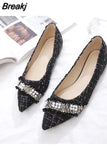 for Woman 2023 with Heel White Women's Summer Footwear Pointed Toe Flats Flat Pearl E Free Shipping Offer Spring Stylish