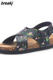 2023 New Beach Cork Sandals Casual Women Summer Buckle Strap Outside Non-slip Sandalias