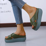 Women Thick Bottom Slippers Platform Chunky Heel Living Room Bathroom Slides Non Slip Shoes Ladies Female Open Toe