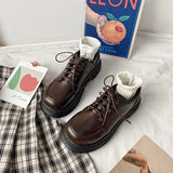Jane Women Pumps 2023Spring Solid Lace-up Platform Shoes Round Toe Casual Zapatillas Mujer Black 4.5CM High Zapato De