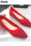 Fashion Slip on Mesh Loafers Breathable Stretch Ballet Shallow Flat Elegant Women Soft Bottom Pointed Toe Boat Shoes