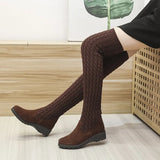 Women's boots autumn and winter new over the knee boots sleek comfort plus cotton flat boots knitting