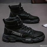 Mens Shoes High Top Lace-up Men Boots Autumn Comfortable Breathable Ankle Boots 2023 Fashion Military Booties Man Platform