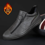Breakj Walk 2025 New Winter Warm Shoes Thick Bottom Plus Velvet Leisure Help Zip Up Men's
