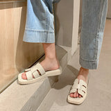 Size 34-40 Flats Slippers For Women Real Leather Low Heels Summer Shoes Woman 2023 Rome Slides Casual Platform