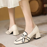 Breakj Hongxin A Foot Pedal Lazy Single Shoes Female 2023 Soft Leather Flat Bow Happy Shoes British Style Small Leather