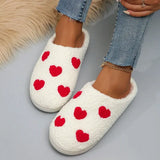 Winter Pink Smile Fur Slippers for Women 2023 Cute Cartoon Non-Slip Home Slides Woman Closed Toe Couple Cotton