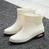 Ladies Rain Boots Waterproof Low Tube PVC Sleeve Foot Kitchen Car Wash Convenient Non-Slip Rubber